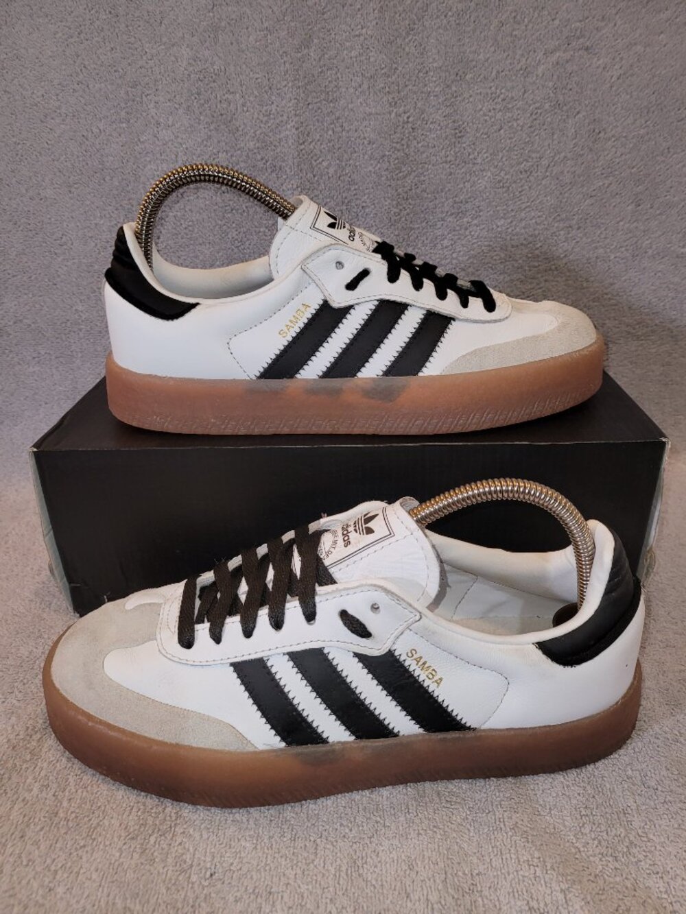 Adidas Sambae Samba Women's Size 8 White Black Tan Gum Sneakers JI1349 (#1882)